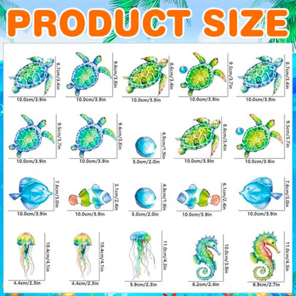 20 Pcs Non Slip Bathtub Stickers Submarine Sea Creature Anti Slip Decals Adhesive Turtle Fish Jellyfish Bathtub Appliques with Scraper for Shower and Bath(Color C) - color: Color C