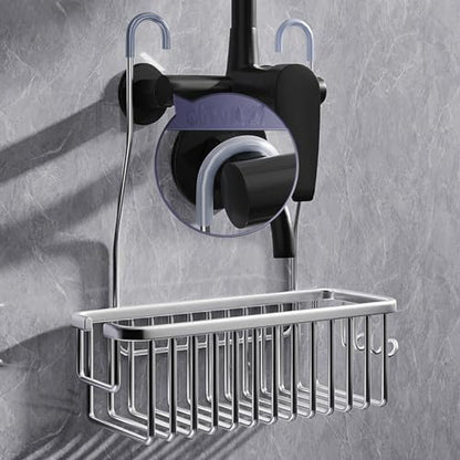 Shower Caddy Hanging, Hanging Shelf over Shower Door Caddy Rack Bathroom Storage Rack Shampoo Bracket Hung on the Bar