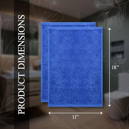 Fingertip Hand Towel | Absorbent |11x18 | Terry Velour Premium Washcloths, Bathroom use, 100% Cotton, Face, fingertip, Soft, Guest Towels (Pack of 4) (4, Royal Blue) - color: Royal Blue