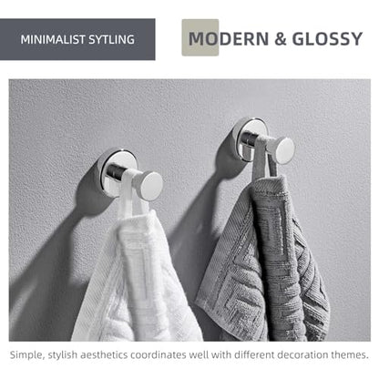 Angle Simple Polished Chrome Bathroom Towel Hook, Coat Towel Holder, 2 Pack | SUS304 Stainless Steel, Kitchen Laundry Robe Wall Hook, Hold Clothes Hat Bag, Screw Mount - color: Polished Chrome, size: 2 Pack