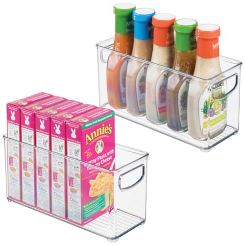 iDesign Plastic Stackable Pantry Bin, Set of 2, Clear | Storage Bin with Handles, For Cabinets or Fridge - style: Pack of 2