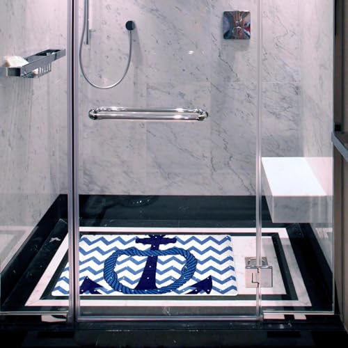 Bath Tub Shower Mat, Washable Bathtub Floor Mats, Suction Cups and Drain Holes to Keep Tubs Clean, Soft on Feet, Bathroom Essentials, 26.8x15.1 Inch, Anchor - color: Multi 4
