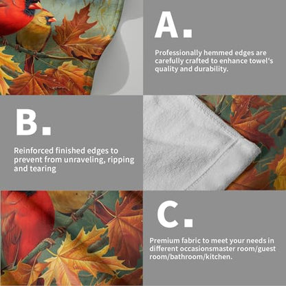 Giwawa Fall Birds Hand Towel Set of 2 Autumn Trees Maple Leaves Orange Towel Rustic Thanksgiving Face Towel Ultra Soft Fast Drying Seasonal Dish Wash Cloth for Hotel Bathroom Gym Home - color: Fall Birds