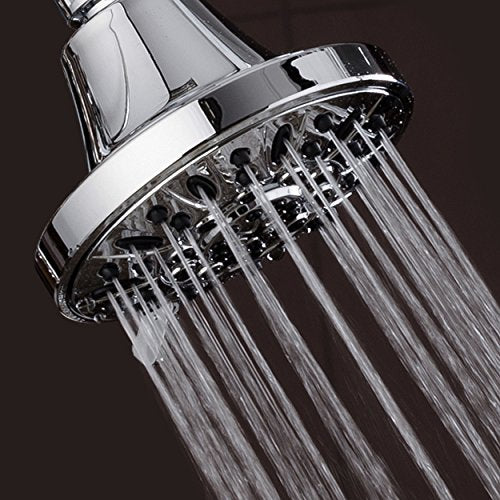 AquaDance Premium High Pressure 6-setting 4-Inch Shower Head for the Ultimate Shower Spa Experience! Officially Independently Tested to Meet Strict US Quality & Performance Standards! - color: Chrome, style: 2.5 Gallons Per Minute