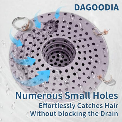 3Pcs Silicone Hair Catcher Shower Drain for Bathtub & Sink Trap/Strainer | 3 Pack Anti-Clog Collapsible Tub Protector Cover, Pet Hair Stopper fit 1 1/2" to 1 5/8'' Bathroom, Shower Stall & Sink Drains - color: Purple