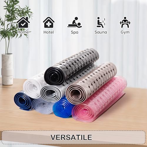 Non-Slip Bathtub and Shower Mats, Power Grip Bath Mat 35 x 16.3 Inch with Suction Cups and Drain Holes for Tub Bathroom Floor Safety, Machine Washable Soft Bathmat, Tan - color: Tan