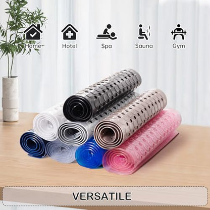 Non-Slip Bathtub and Shower Mats, Power Grip Bath Mat 35 x 16.3 Inch with Suction Cups and Drain Holes for Tub Bathroom Floor Safety, Machine Washable Soft Bathmat, Tan - color: Tan