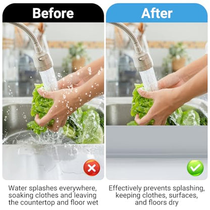 19.3 inch Kitchen Sink Splash Guard, Silicone Sink Baffle Splash Guard, Backsplash Protector for Kitchen Countertop & Bathroom Bathtub with Non-Slip Strong Suction, Gray - color: Gray