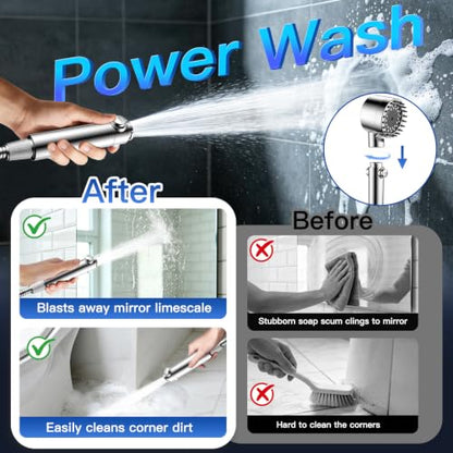 Filtered Shower Head with Handheld, High Pressure Shower Head with Filters | 3 Filters, ON/OFF Switch, Removes Chlorine for Hard Water, Improves Skin & Hair, 4 Mode Showerhead, Power Wash, Holder & Hose