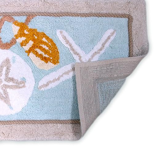 Avanti Linens - Coastal Bathroom Rug 20x30, Soft & Absorbent Cotton | Soft & Absorbent Cotton, Coastal Design, Non-Slip Backing, Machine Washable, Everyday Comfort - size: 1'8" x 2'6" (Rectangular)