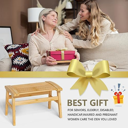 Bamboo Shower Chair for Inside Shower, Non-Slip Bathroom Stool, 350 lbs | Bamboo Strip Design, Comfort Sitting Experience, Sturdy Waterproof Shower Bench, Bathroom Living Room Seat, Nature Color - color: Natural