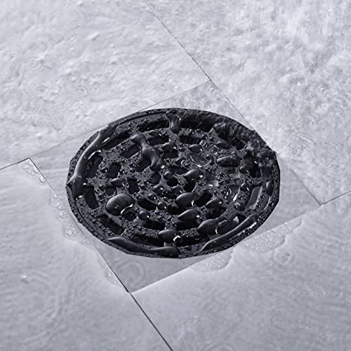 RANDOM Round Shower Drain Kit Matte Black with Adjustable Base Flange,4 Inch Shower Drain Cover with Threaded Adapter,Removable Invisible Look 304 Stainless Steel - color: A-matte Black-4″ Round With Base Flange