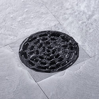 RANDOM Round Shower Drain Kit Matte Black with Adjustable Base Flange,4 Inch Shower Drain Cover with Threaded Adapter,Removable Invisible Look 304 Stainless Steel - color: A-matte Black-4″ Round With Base Flange