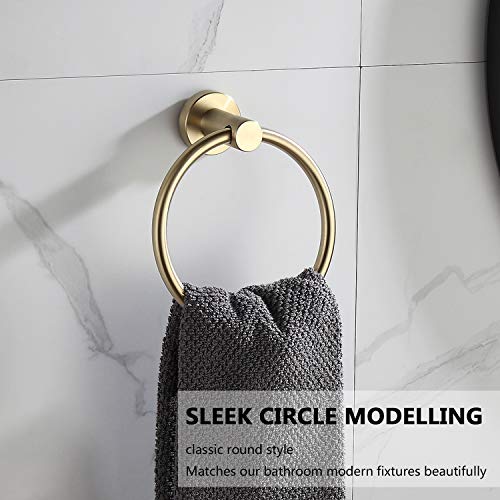 BGL Towel Ring Brushed Gold Stainless Steel 304 Towel Ring Wall Mount Bathroom Towel Holder Round Towel Hanger - color: Brushed Gold