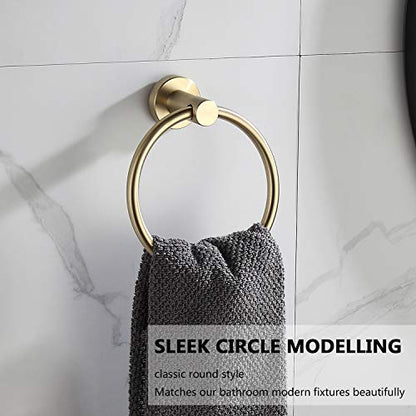 BGL Towel Ring Brushed Gold Stainless Steel 304 Towel Ring Wall Mount Bathroom Towel Holder Round Towel Hanger - color: Brushed Gold