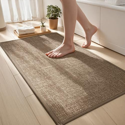 Ultra Thin Bathroom Rugs Non Slip Bath Mat 17" x 32" Bathroom Mat | Quick Dry Machine Washable Rugs Perfect for Shower, Camel - color: Dark Beige, size: Medium(17"x32")