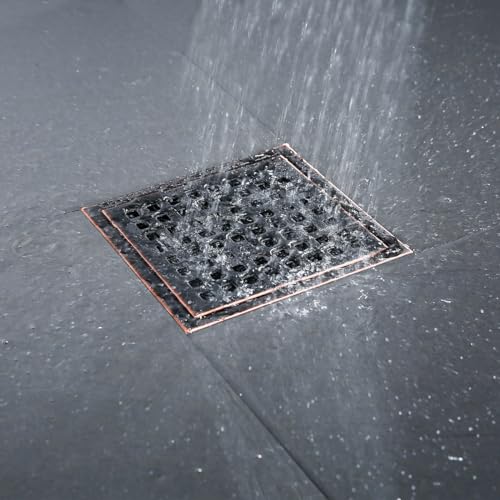 RANDOM Oil Rubbed Bronze Shower Drain Square 6 Inch Shower Floor Drain Grate & Removable Hair Strainer 304 Stainless Steel Shower Drain Cover Bathroom Accessories.RD98738-ORB - color: C-oil Rubbed Bronze-6″ Square
