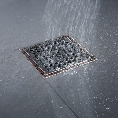 RANDOM Oil Rubbed Bronze Shower Drain Square 6 Inch Shower Floor Drain Grate & Removable Hair Strainer 304 Stainless Steel Shower Drain Cover Bathroom Accessories.RD98738-ORB - color: C-oil Rubbed Bronze-6″ Square