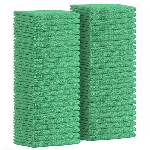 Avalon Towels Microfiber Cleaning Cloths (Value Pack of 48) - Size 16 x 16 Inches, Highly Absorbent Cleaning Rags, Lint Free, Reusable and Washable, Microfiber Towels for Cars - color: Green, size: Pack of 48 - 16x16 Inches