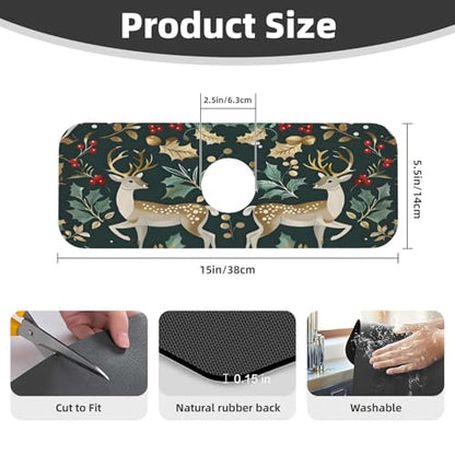 Christmas Kitchen sink faucet pad, strong water absorption, anti slip, easy to clean, very suitable for splash and drip prevention, suitable for kitchens and bathrooms - color: Christmas