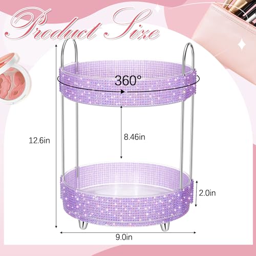 360 Rotating Rhinestone Perfume Organizer,2 Tiers,Resin Diamond,Purple - color: Purple, size: 2 Tiers, style: Resin Diamond