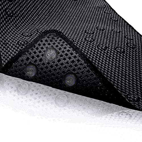 Shower and Bath Mat,Non-Slip Machine Washable and Extra Large Bathtub Mats with Drain Holes and Suction Cups Soft Foam Tub Mats-36” X 17”,Black - color: Black
