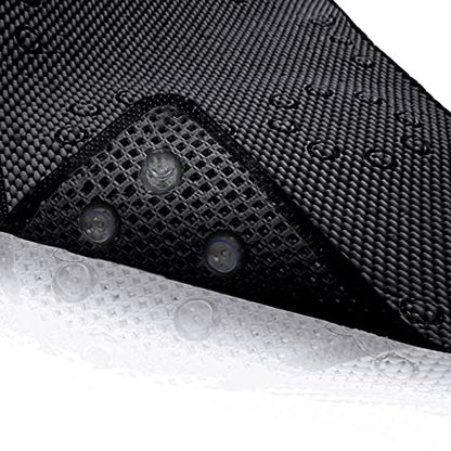 Shower and Bath Mat,Non-Slip Machine Washable and Extra Large Bathtub Mats with Drain Holes and Suction Cups Soft Foam Tub Mats-36” X 17”,Black - color: Black