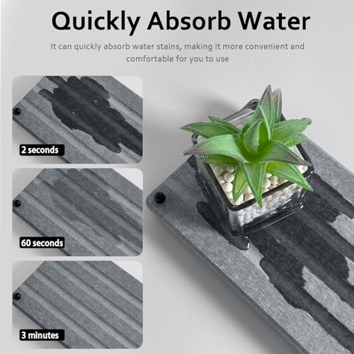 2 PCS Water Absorbing Stone Trays for Bathroom Sink Fast Drying Coasters | 9.5" x 4.7", Faucet Mat for Kitchen Sink, Diatomite Sink Caddy, Hand Soap Holder with Feet, Diatomaceous Earth, Vanity Tray - color: 9.5" X 4.7" Grey