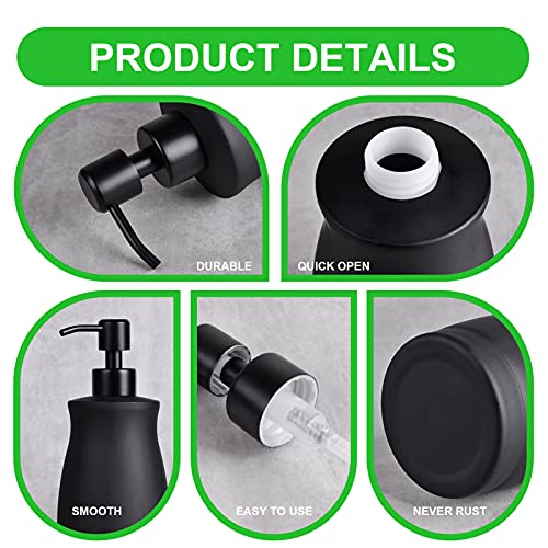 Stainless Steel Countertop Matte Black Soap Dispenser Liquid Bottle for Kitchen & Bathroom Hand Dish Lotion (Matte Black, 390ml/13oz) - color: Matte Black, size: 390ml