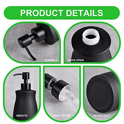 Stainless Steel Countertop Matte Black Soap Dispenser Liquid Bottle for Kitchen & Bathroom Hand Dish Lotion (Matte Black, 390ml/13oz) - color: Matte Black, size: 390ml