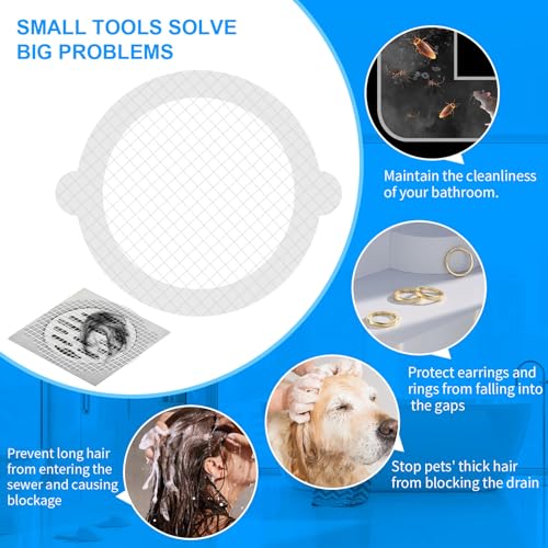 50pcs Disposable Shower Drain Hair Catcher Hair Trap for Shower Drain Mesh Stickers Shower Strainer for Bathroom Tub Kitchen Sink Shower Drain Cover Hair Stopper - color: White