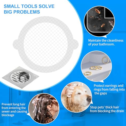 50pcs Disposable Shower Drain Hair Catcher Hair Trap for Shower Drain Mesh Stickers Shower Strainer for Bathroom Tub Kitchen Sink Shower Drain Cover Hair Stopper - color: White