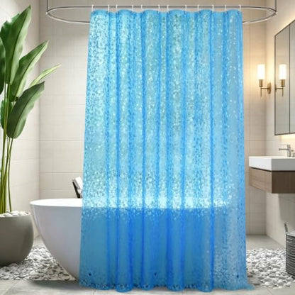 UFRIDAY Blue Clear Shower Curtain Liner 72 x 72 inch,EVA 3D Cobblestone Weighted Plastic Bathroom Shower Curtain Liner with 3 Big Magnets,Transparent. - color: Cobblestone Blue, size: 72"W x 72"L (Pack of 1)