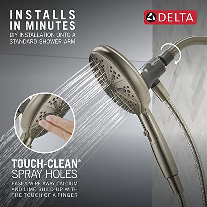 Delta Faucet 6-Spray SureDock Magnetic Shower Head with Handheld Spray, Brushed Nickel Shower Head with Hose, Showerheads & Handheld Showers, Handheld Shower Heads, Hand Shower, Stainless 75613-SN - color: Satin Nickel
