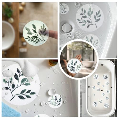 Non Slip Bathtub Stickers, 14 pcs Tree Branch Leaves Decals, Bathroom Decor, Alternative to Shower Mat, Waterproof Adhesives, Anti Slip Shower Stickers, Tubs, Stairs - Safety Tub Non Slip Stickers