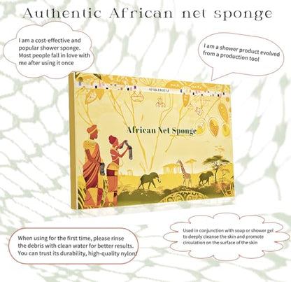 SPMKTBOZAI African Net Sponge Authentic, 2 Pieces African Exfoliating Sponge Real African Net Black Owned, African Bath Sponge Back Scrubber, Body Exfoliator Shower Bath Accessories (Purple, sky blue) - color: Purple, Sky Blue