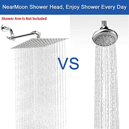 NearMoon Rain Shower Head, High Flow Stainless Steel Square Rainfall Shower, High Pressure Design, Awesome Shower Experience Even At Low Water Flow (10 Inch, Chrome Finish) - color: Chrome Finish, size: 10 Inch Square