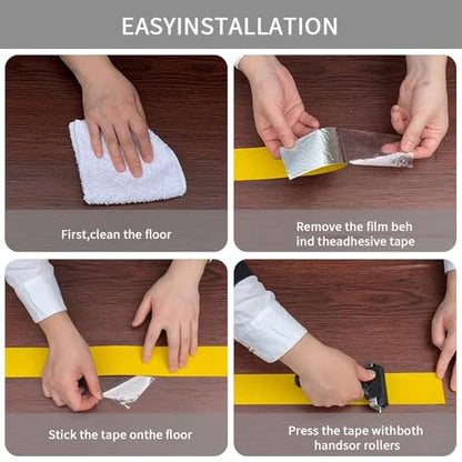 Heavy Duty Aluminum Foil Anti-Slip Tape 4" x30FT Yellow - Industrial Safety Grip for Warehouse Stairs, Pool Decks & High-Traffic Walkways - Waterproof Traction Tape - color: Yellow, size: 4 IN