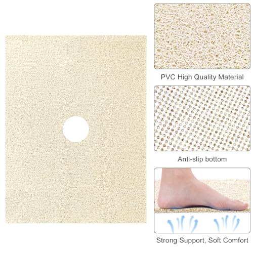 Shower Mat Non Slip 32 x 24 inch: Loofah Anti Slip Shower Mat,Non Slip Bathtub Mat for Inside Shower,Quick Drying Shower stall mat with Drain Hole in Middle,for Shower,Bathroom and Wet Areas - color: Beige
