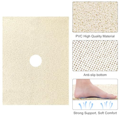 Shower Mat Non Slip 32 x 24 inch: Loofah Anti Slip Shower Mat,Non Slip Bathtub Mat for Inside Shower,Quick Drying Shower stall mat with Drain Hole in Middle,for Shower,Bathroom and Wet Areas - color: Beige