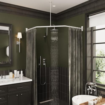 Naiture Neo-Angle Shower Curtain Rod, 18-1/2" X 26" X 18-1/2", Matte White | Aluminum, Includes 36" Ceiling Support and Mounting Hardware, Cut to Fit, Permanent Wall Mount, Rustproof - color: Matte White, size: 18-1/2" X 26" X 18-1/2"