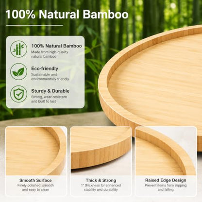 Bamboo Bathroom Organizer Tray for Vanity, Countertop and Sink | Rotating bamboo tray organizes perfume, cosmetics and toiletries on vanities, bathroom counters, sinks or coffee tables.