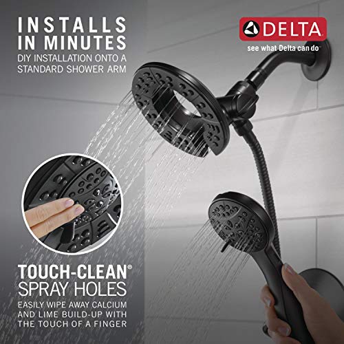 Delta Arvo 14 Series Matte Black Shower Faucet Set with In2ition 2-in-1 Dual Shower Head with HandHeld Spray Combo, Valve Trim Kit, Matte Black 142840-BL-I (Valve Included) - color: Matte Black