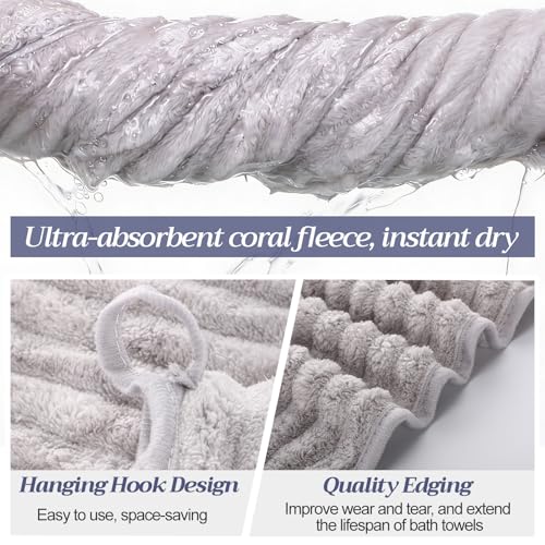 4 Pcs Extra Large Bath Towel 40x80'',Pink, Beige, Gray, Blue - color: Pink, Beige, Gray, Blue