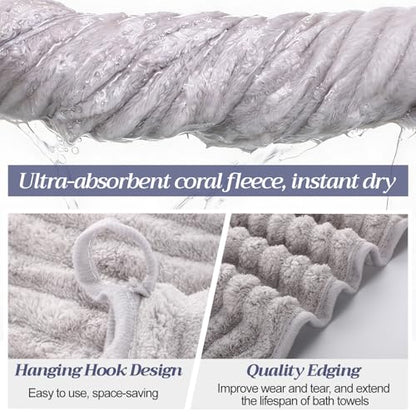 4 Pcs Extra Large Bath Towel 40x80'',Pink, Beige, Gray, Blue - color: Pink, Beige, Gray, Blue