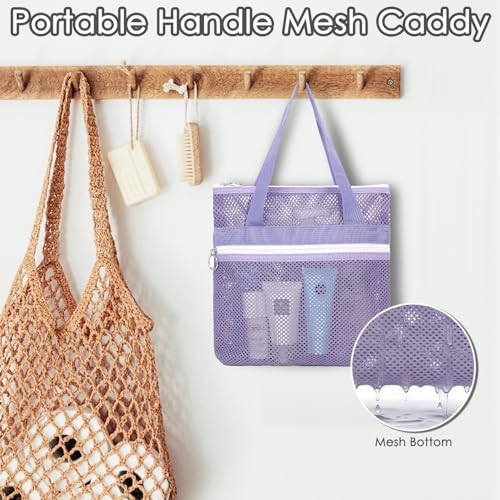 GYEUKHAM Portable Mesh Shower Caddy with 2 Zipper Pockets & Dual Handles, Quick-Drying Hanging Shower Tote for College Dorm, Gym, Travel & Camping, Purple - color: Small-Purple-1 Pack