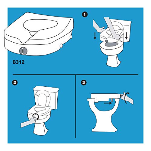 Carex E-Z Lock Raised Toilet Seat, Elongated Toilet Seat Riser, Adds 5 Inches of Height, 300 lbs Capacity, Elevating and Raising Seat for Elderly and Handicap, Universal, Slip-Resistant, White