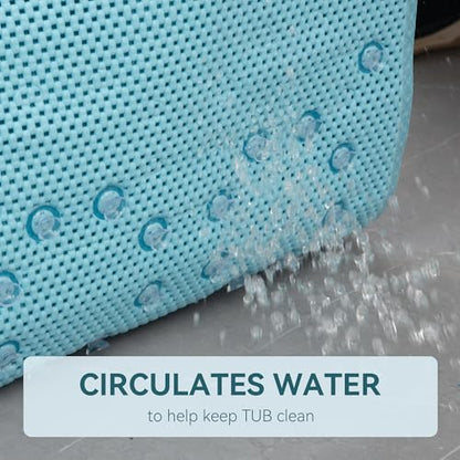Bathtub Mat Non Slip, Soft Foam Bath Mat for Tub, Bathtub Mat with Drain Holes, Suction Cups Shower Mat (Blue, 36''X17'') - color: Blue