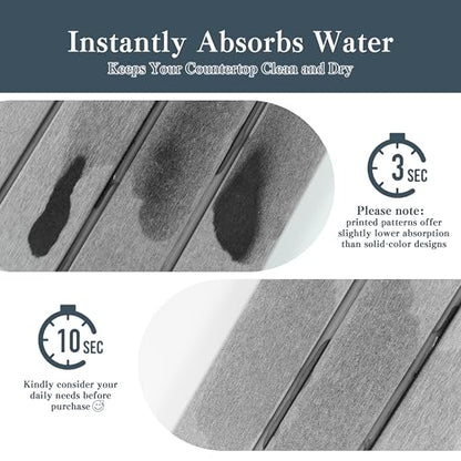 2pcs Stone Dish Drying Mat for Kitchen Counter, Quick-Dry Diatomaceous Earth Water Absorbent Pad & Countertop Drainer, Home Essentials for Bath and Pets - Marble Light Grey, 24x16’’ & 8x4’’ - color: Marble Light Grey