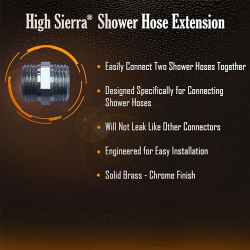 High Sierra Showerheads® - 6 ft Stainless Steel Premium Shower Hose with Non-Toxic and Safe Silicone Inner Tube & Hose Connector – Extra Long, Flexible Shower Hose – 72 Inches - Chrome - color: 1 Hose & 1 Connector